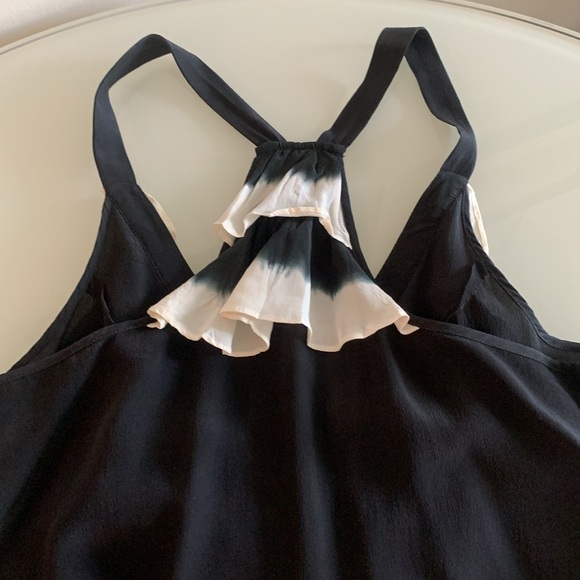 Trinity black and cream ruffle, tie dye sleeveless blouse, size medium. - Picture 8 of 9